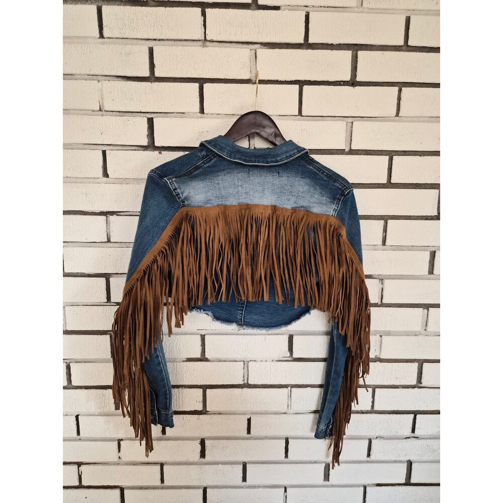 NWT Purple Candy Fringe Denim Womens Jacket Size Small